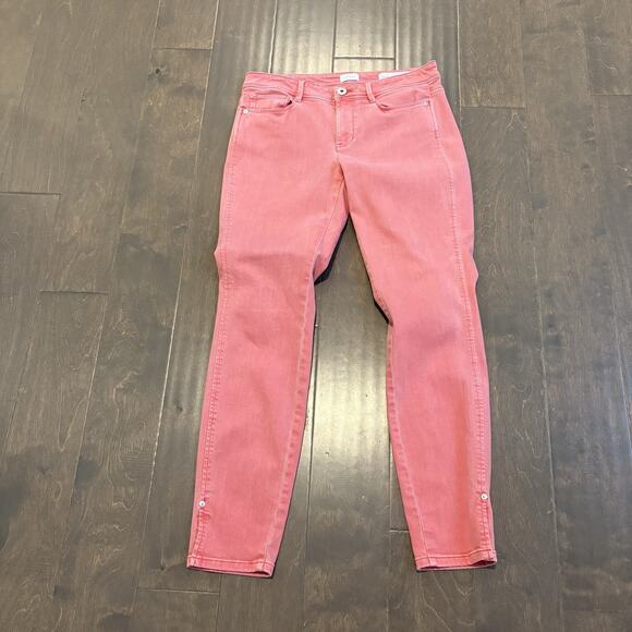 J Jill Authentic Fit Slim Ankle Jeans Women SZ 4 Pink Nantucket Red Ankle Pants - Picture 1 of 13